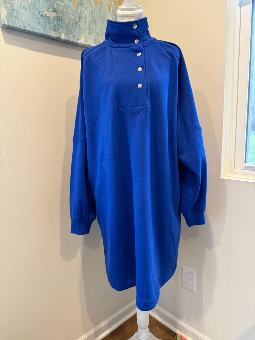 Sonoma Royal Blue Mini Dress with Snap Detail XXL Cozy Soft